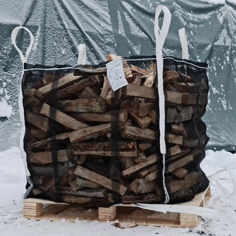 यू-प्रकार 100% पीपी थोक बैग बुना हवादार FIBC बैग कस्टम जलाऊ लकड़ी जलाऊ लकड़ी जाल पैकिंग शुद्ध बैग थोक