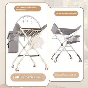 <span class=keywords><strong>Table</strong></span> <span class=keywords><strong>à</strong></span> <span class=keywords><strong>langer</strong></span> pliable et réglable en hauteur avec roulettes et système anti-pincement, ensemble de soins pour nourrissons et post-partum - Product Image 4