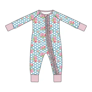 Baby Jumpsuit Custom Logo Bamboo Cotton Wrapped Feet Printing Baby Jumpsuits Sleep Jumpsuit And Onesie Knit For Girl