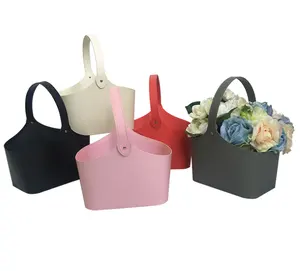 Wholes Basket floral gift package boxes with handle for wedding party decoration in stock cajas para flores cajas de regalo