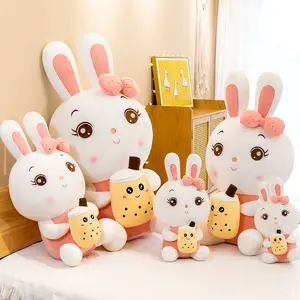 New Design Boba tea Hugging pillow gift for kids different sizes lovely bunny boba bubble tea plush toys