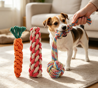 Juguetes Duraderos de Cuerda Anudada para Cachorros, Juguete Dental con Diseño de Zanahoria para la Dentición y Entretenimiento del Perro