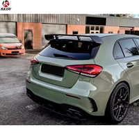 Spoiler Belakang Model A45 AMG Warna Hitam Gloss dengan Trim Merah untuk Mercedes-Benz Kelas A W177 2019-2023 Pemasangan Langsung