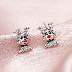 Orecchini a Perno a Forma di Renna per Donne, Design Natalizio, per Uso Quotidiano, Regalo per Feste, Accessori - Product Image 1