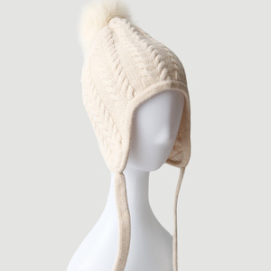 <span class=keywords><strong>Bonnet</strong></span> <span class=keywords><strong>péruvien</strong></span> pour femmes avec oreilles en tricot souple avec pompon - Product Image 2