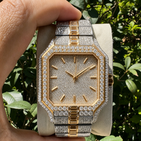 Montres mécaniques entièrement serties de diamants, cadran en cristal saphir, montres automatiques de luxe en moissanite pour hommes
