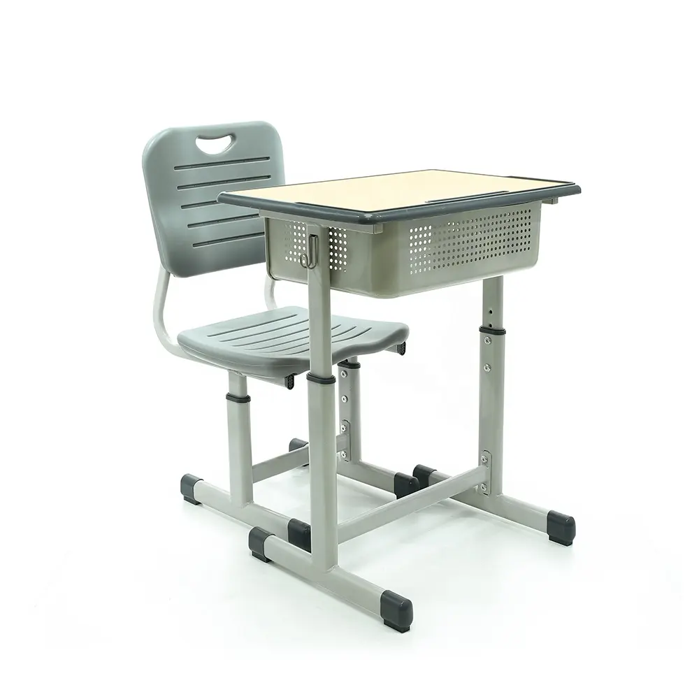 Professional classroom furniture height adjustable single school desk and chair combo set manufacture