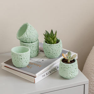 Pot à fleurs miniature vide en cire aromathérapeutique bohème en ciment pour la décoration de bureau/de bureau, pour plantes succulentes - Product Image 4