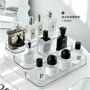 Transparent Tiered Perfume <b>Storage</b> Rack 3-Layer Cosmetic Organizer For <b>Dressing</b> <b>Table</b> Makeup Display Shelf - Product Image 1