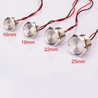Interrupteur avec bouton-poussoir momentané en acier inoxydable, bouton-poussoir momentané, 16/19/22/25mm, étanche conforme à la norme IP68, 1 pièce