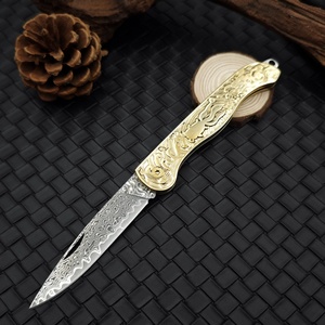 Couteau pliant en acier inoxydable HK FB207 180 mm, manche en acier inoxydable/cuivre blanc, haute dureté, multifonctionnel, tranchant, OEM, DIY - Product Image 3