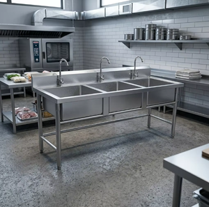 Fregadero Industrial de Acero Inoxidable de 1500 mm con Tres Compartimentos para Cocina Comercial, Restaurante, Cantina, Hospital, Escuela y Servicios de <span class=keywords><strong>Catering</strong></span> - Product Image 6