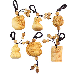 Taihang Cliff Cypress Wooden <b>Keychain</b> Carved Pendant Portable Ethnic Style Handicraft Gift - Product Image 5