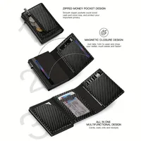 Dompet Pria Tempat Kartu Kredit Rfid untuk Apple Airtag Dompet Koin Tempat Kartu Serat Karbon Dompet Kecil Minimalis untuk Air Tag