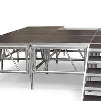 Plateforme de scène en aluminium 4x8 pieds d'occasion, portable, avec marches, pour événements, concerts, mariages et expositions en extérieur