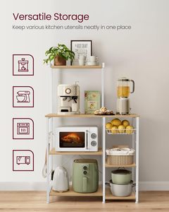 Étagère de rangement de cuisine, armoire îlot Cana, étagère de rangement domestique avec panier en fil métallique, structure en acier + plateau - Product Image 2