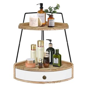 Cross-border wooden countertop iron and wood combination storage <b>rack</b> bathroom desktop storage <b>rack</b> toiletries storage shelf - Product Image 5