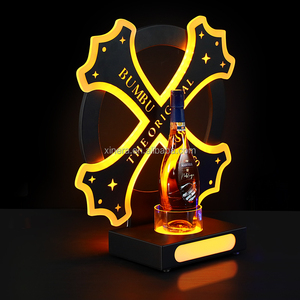 Custom LED Bumbu Rum Bottle Presenter, Luminous X-Shaped <b>Wine</b> Holder for Nightclub VIP Service - Product Image 5