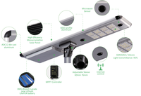 Lampe extérieure intelligente pour ville connectée, intégrée tout-en-un, LED 60W 80W 120W, lampadaire solaire avec nouveau design breveté