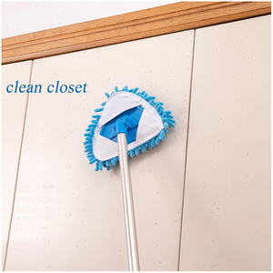 Vadrouille plate à manche télescopique en microfibre vadrouille à main libre vadrouille triangulaire avec fenêtre en verre - Product Image 3