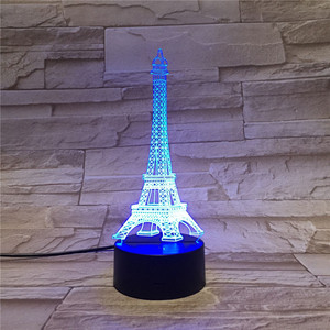 カラフルな<span class=keywords><strong>3D</strong></span>ビジュアルエッフェル塔ナイトライト家の装飾のための創造的なLEDグラデーションランプ - Product Image 4