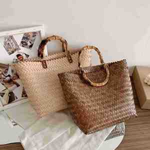 Bolso de mano de plástico estilo vintage imitación paja de algas marinas, cesta de playa para mujer, moda y viajes, ¡gran oferta! - Product Image 1