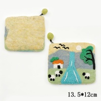 Porte-monnaie en feutre de laine fait main, mini pochette en feutre aiguilleté motif champignon ou mouton, portefeuille en feutre pour enfants, logo personnalisé, vente en gros OEM ODM