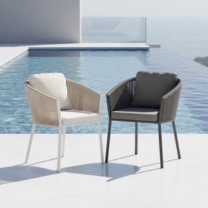 Sedia da Esterno in Alluminio con Design di Tendenza e Corda, Impermeabile e Confortevole, di Alta Qualità per Giardino, Piscina, Balcone e Ristorante - Product Image 1