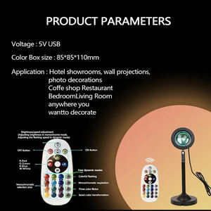 热销 LED 日落灯 16 色 RGB 带遥控器 彩虹投影夜灯 LED 日落灯 - Product Image 5