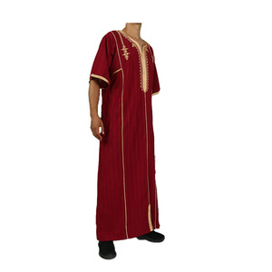 Tessuto africano musulmano Shing uomo caftano <span class=keywords><strong>marocco</strong></span> manica corta Kanzu - Product Image 5