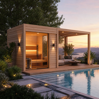 Sauna et bain à remous hybrides, sauna infrarouge extérieur noir et salle de bain de glace avec terrasse personnalisable