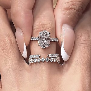 <span class=keywords><strong>Anelli</strong></span> con Diamanti Sintetici CVD HPHT Certificati IGI, Taglio Ovale, Oro Massiccio 14k 18k, Gioielli <span class=keywords><strong>Personalizzati</strong></span> per Donne e Uomini, Fidanzamento - Product Image 4