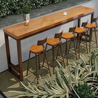 Table haute longue en bois massif Design simple moderne Table de bar de loisirs murale pour balcon et jardin à usage de restaurant