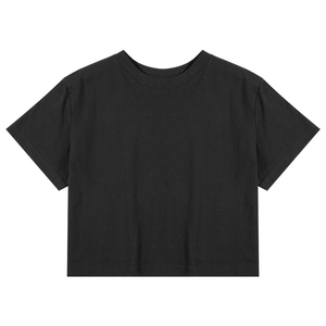 <span class=keywords><strong>T</strong></span>-<span class=keywords><strong>shirt</strong></span> Cropped OEM da Donna alla Moda 210gsm in Cotone Nero Stile Streetwear per Stampa - Product Image 3