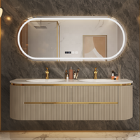 Meuble-lavabo moderne indépendant en bois massif, PVC, pierre, MDF, contreplaqué, étanche, pour hôtel et appartement