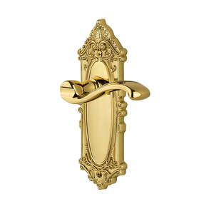 Plaque victorien en laiton Vintage de Style européen, avec levier Portofino droitier, poignée de porte simple en faux - Product Image 1