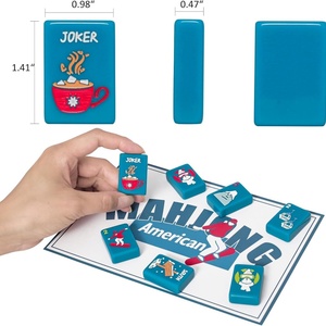 Premium Custom Logo Clear Engraved 160-Piece Blue Acrylic American <b>Mahjong</b> Tile <b>Set</b> Carrying Bag Accessories for Casino Gambling - Product Image 3