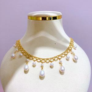 Wenchi Zhuji Wholesale Fashionable Design Natural <b>Pearl</b> Tassel <b>Necklace</b> Classic Lace Wrapped K-<b>Gold</b> Craftsmanship Model 21379 - Product Image 1