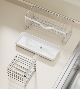 Organizador de fregadero de <span class=keywords><strong>cocina</strong></span> de acero inoxidable 304, cerca alta, fregadero de esponja Caddy para <span class=keywords><strong>cocina</strong></span> con soporte de esponja de Bruswel extraíble elegante - Product Image 6