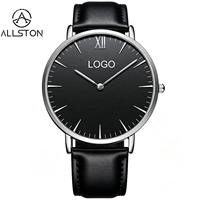 Montre sport Allston Vintage Antique Charm Quartz pour homme et femme, résistante à l'eau 3 ATM, boîtier en alliage, bracelet en cuir, chronomètre léger
