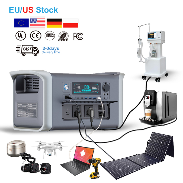 In Stock 1024Wh 1000W Watt Solar Generator Lithium Battery Rechargeable Portable Power Station for Outdoor Camping