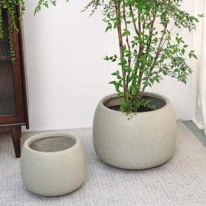Maceta Grande <span class=keywords><strong>de</strong></span> Cemento y Magnesio Estilo Nórdico <span class=keywords><strong>para</strong></span> Patio, Balcón, Uso en Exteriores, Maceta <span class=keywords><strong>de</strong></span> Pie <span class=keywords><strong>para</strong></span> Plantas Verdes, Diseño Simple - Product Image 5