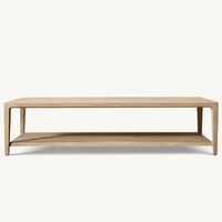 Table basse RH GAEL OAK, ronde ou rectangulaire, en bois massif, style scandinave moderne, durable, table de salon de luxe