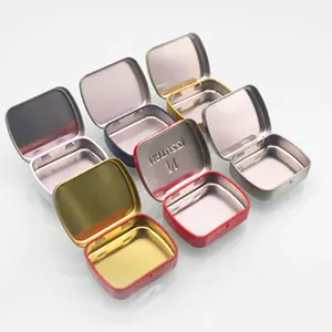 Günstige Mini Kaugummi Blechdose Verpackung Gedruckte kleine Metall Geschenk Candy Hinged Square Mints Blechdose