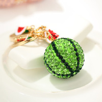 Mini porte-clés en strass, pendentif fruit en cristal (citron, pastèque, pomme, ananas, orange), breloque scintillante pour clés de voiture et sacs pour femmes