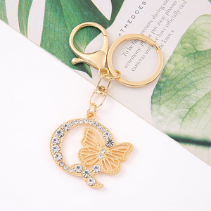 พวงกุญแจโลหะลายศิลปะผีเสื้อติดเพชรแนววินเทจยอดนิยมมีวางจำหน่าย - Product Image 2
