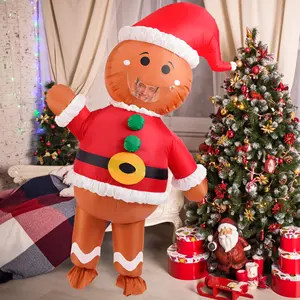 Kostüm noel Gingerbread adam şişme takım tatil parti dev Xmas şişme kostüm yetişkin adam için