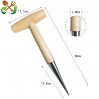 Ensemble d'outils de jardin portables avec truelle, fourche, cultivateur, houe et manches en bois pour accessoires de mini-jardin