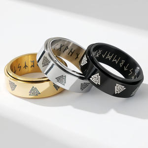 Celtic Eternal Triangle Knot Rotating Stainless Steel <b>Ring</b> Nordic Viking Text Unisex Fashion Jewelry Gift - Product Image 2