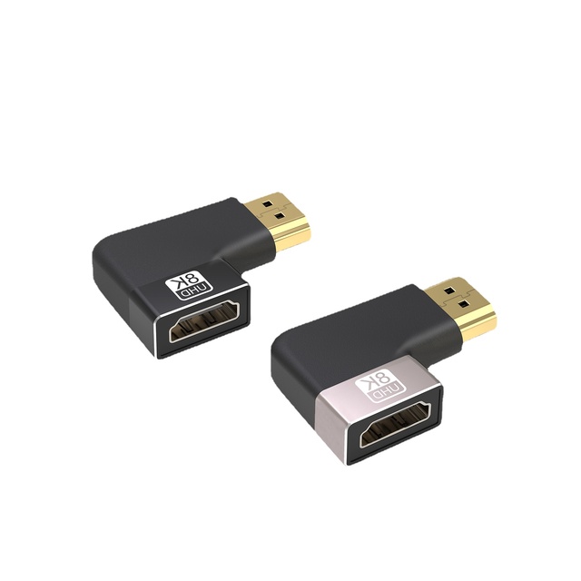 8K HD 90 Degree HDMI Adapter Right Angle Male to Female Connectors for 48Gbps H2.1V Metal Shell Plug